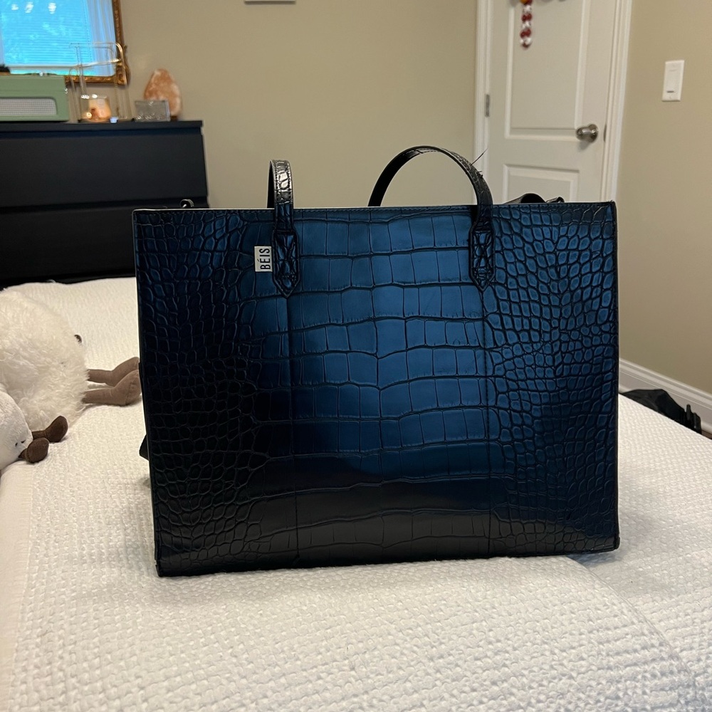 Beis regular work tote in black croc